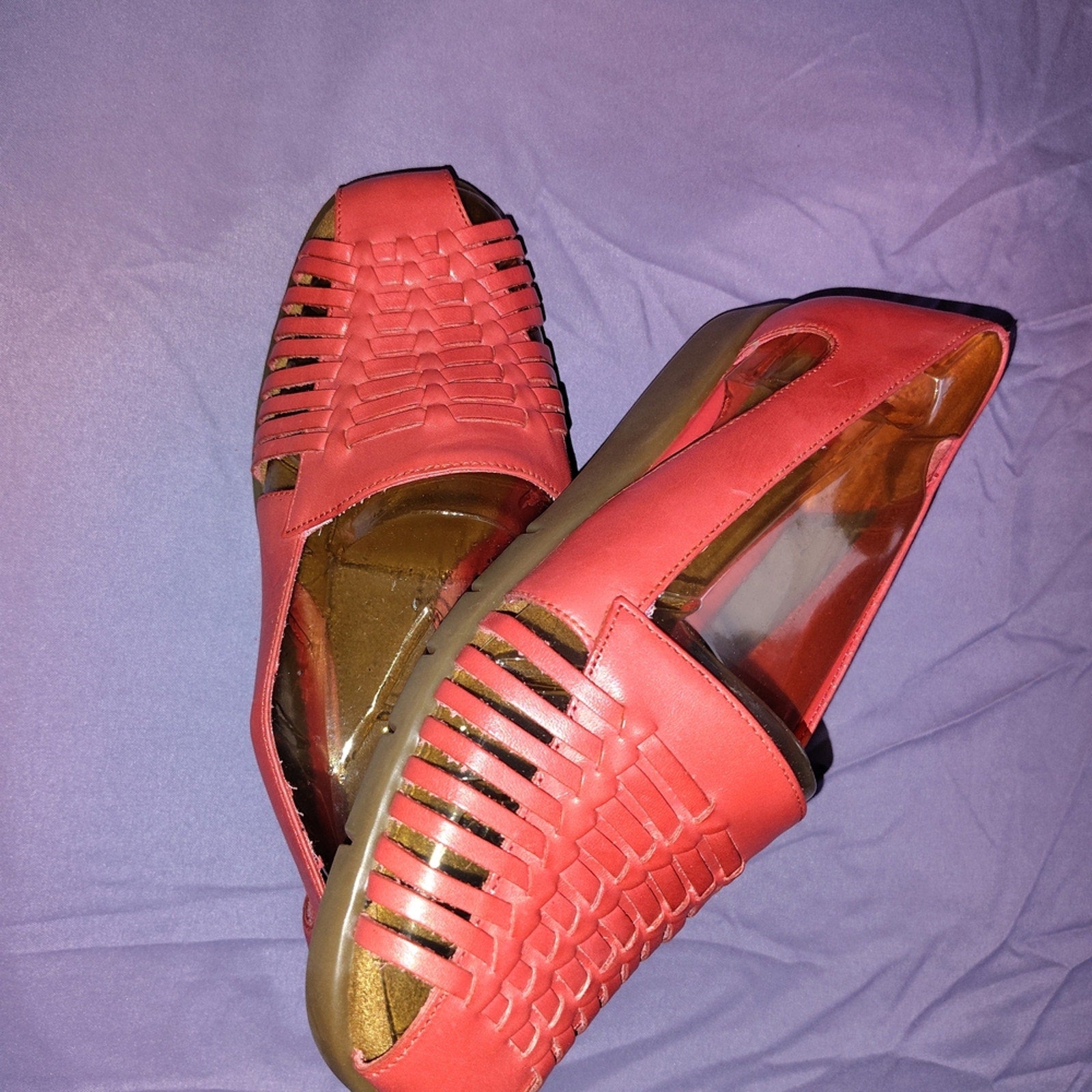 AEROSOLES Red Woven Leather Flats 7W