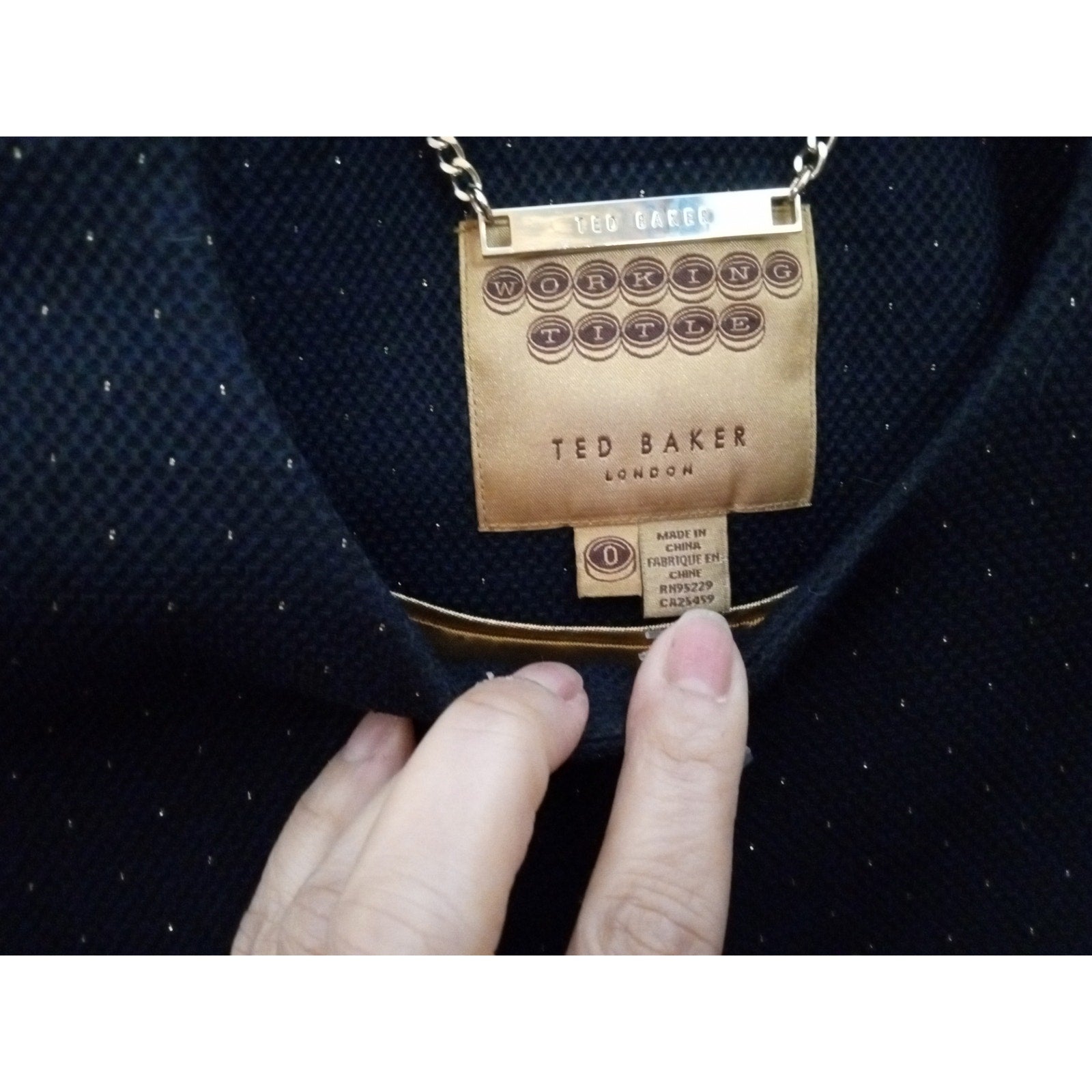 Ted Baker Working Title Navy Blue jacket Sz 0