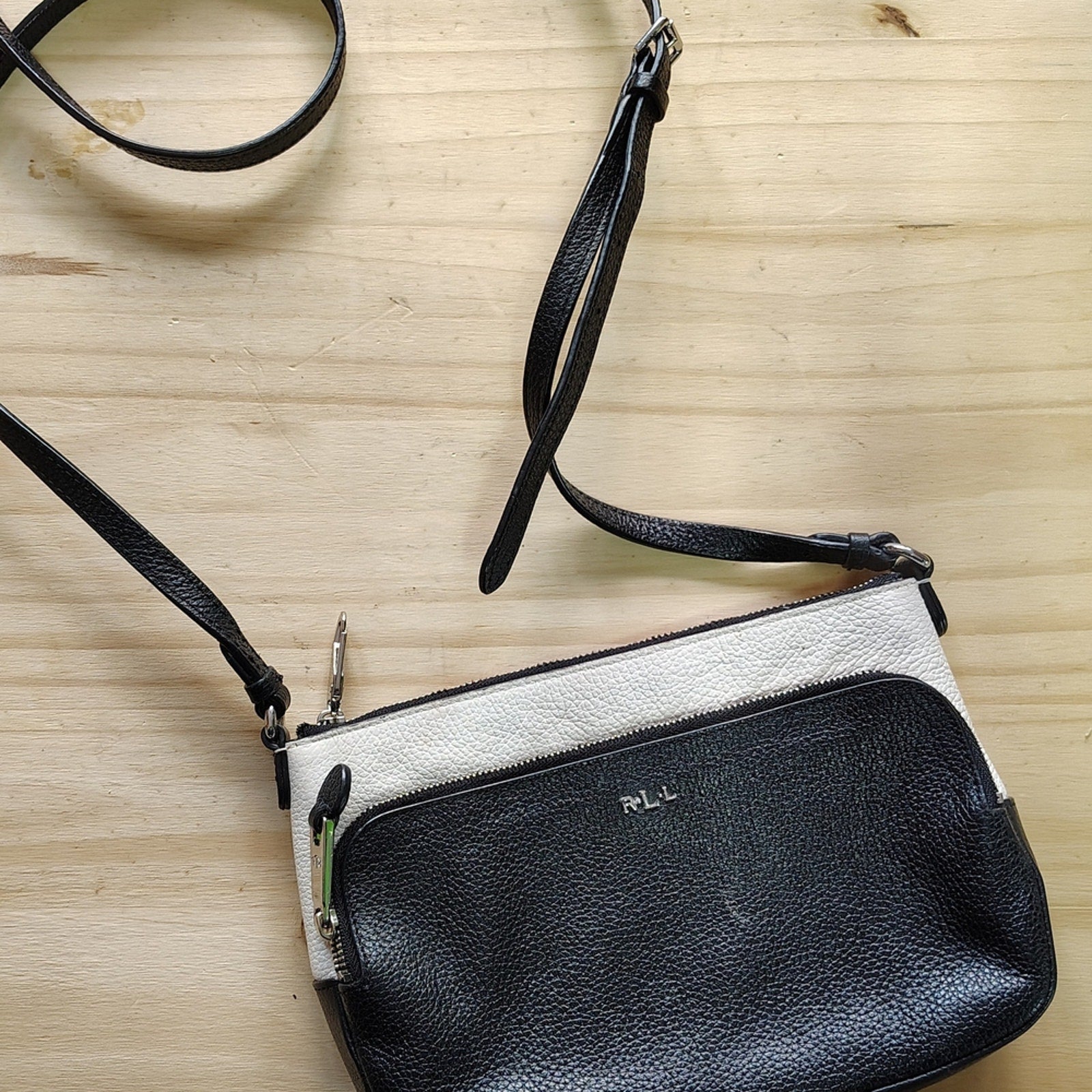 Lauren Ralph Lauren Black and Cream Crossbody Bag