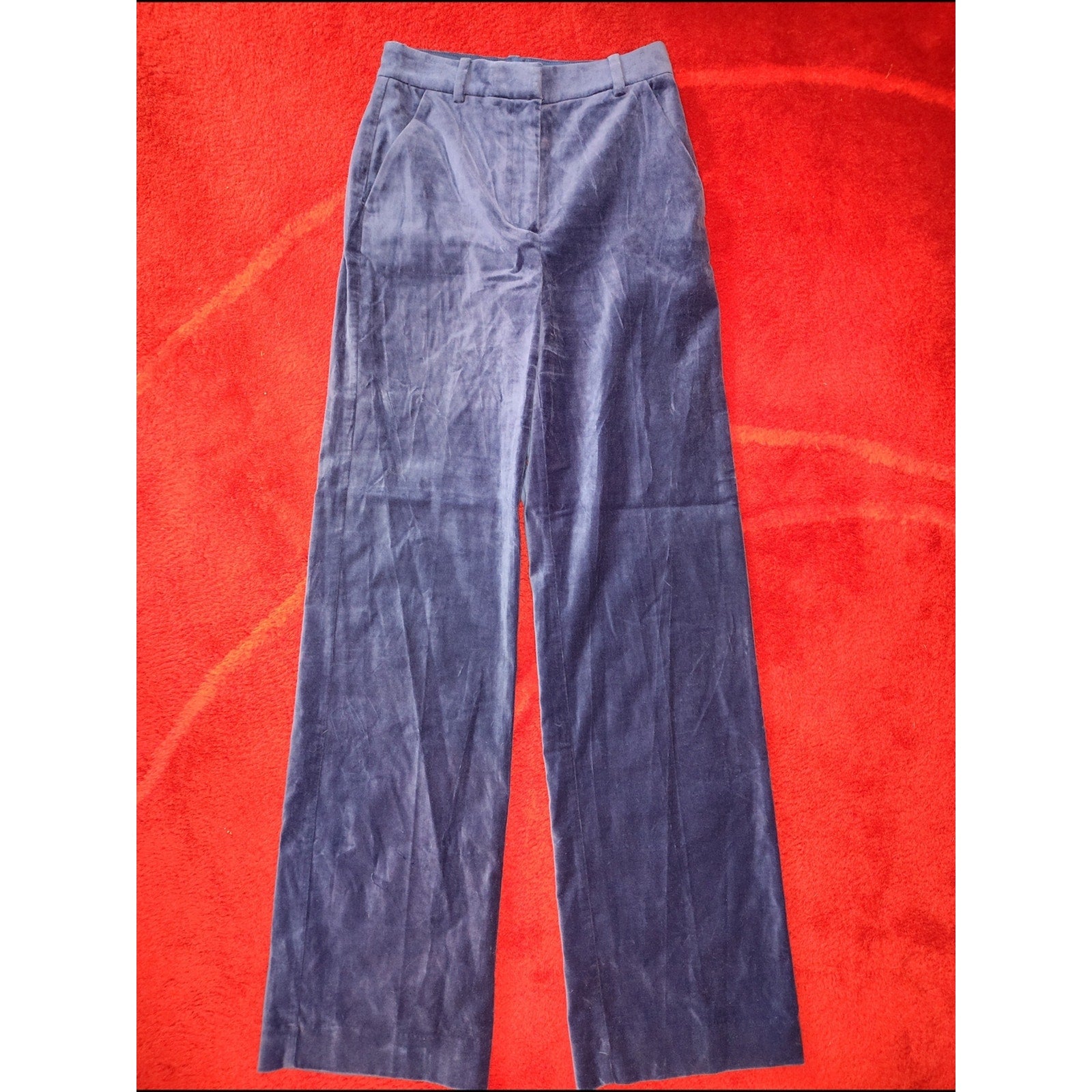 Women's Wide-Leg Velvet Pants - Navy SZ 2