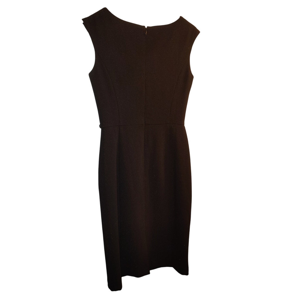 White House Black Market, Black glittered asymmetrical ruffle detail dress SZ 0