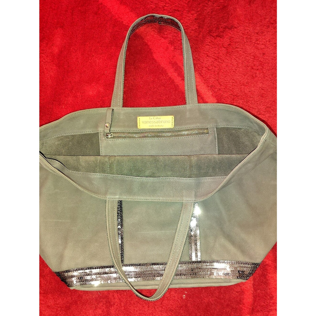Vanessa Bruno New Leather & Sequin-Trim Tote Bag - Taupe