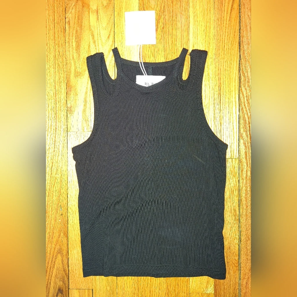 Pistola Black Ribbed Tank Top Sz XS