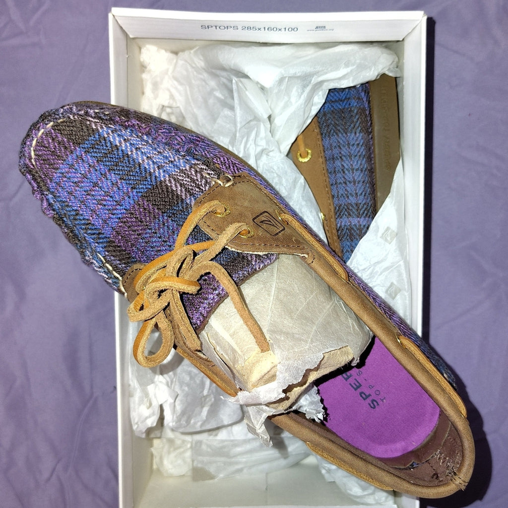 Sperry Women's Plaid Boat Shoes - Brown and Purple Sz 7.5
