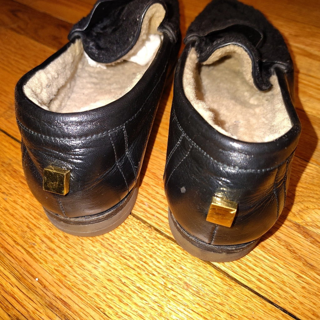 Stuart Weitzman Fur-Lined Slip-On Loafers Sz 9.5