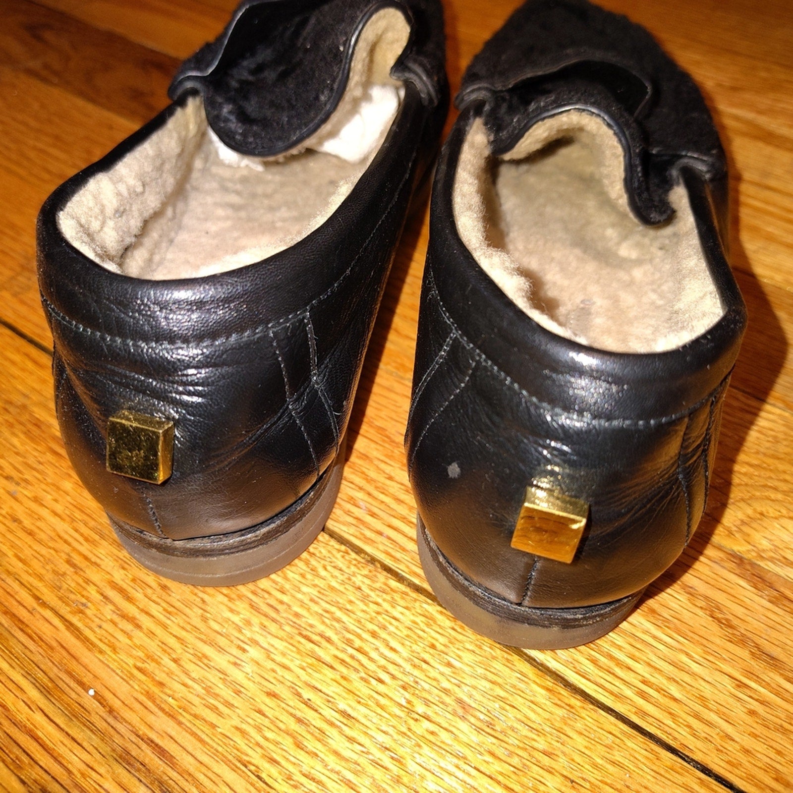 Stuart Weitzman Fur-Lined Slip-On Loafers Sz 9.5