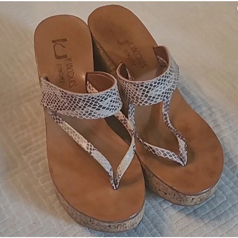 K Jacques Python print Wedges Sz 9  Pristine!