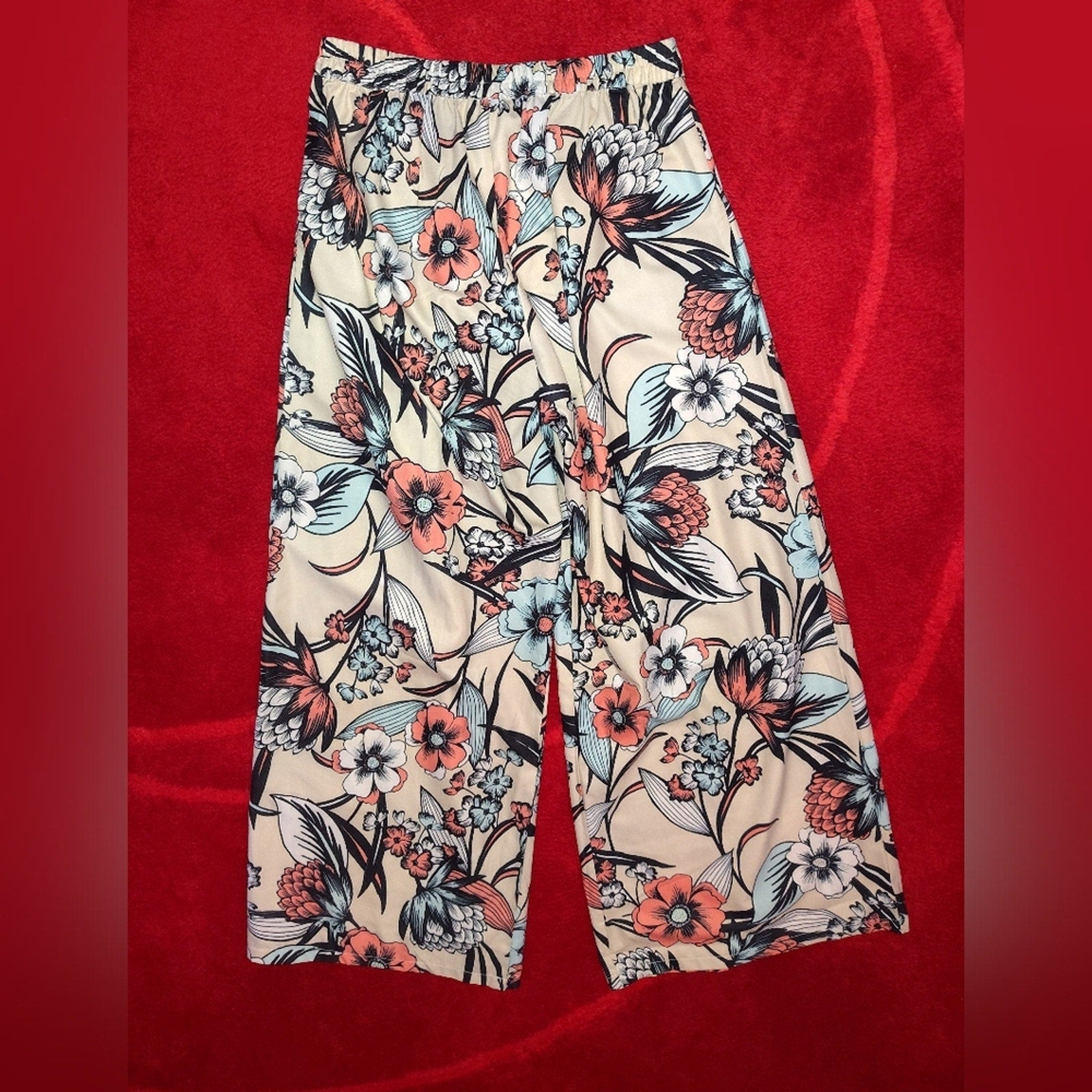 Floral Wide-Leg Pants Sz L 42