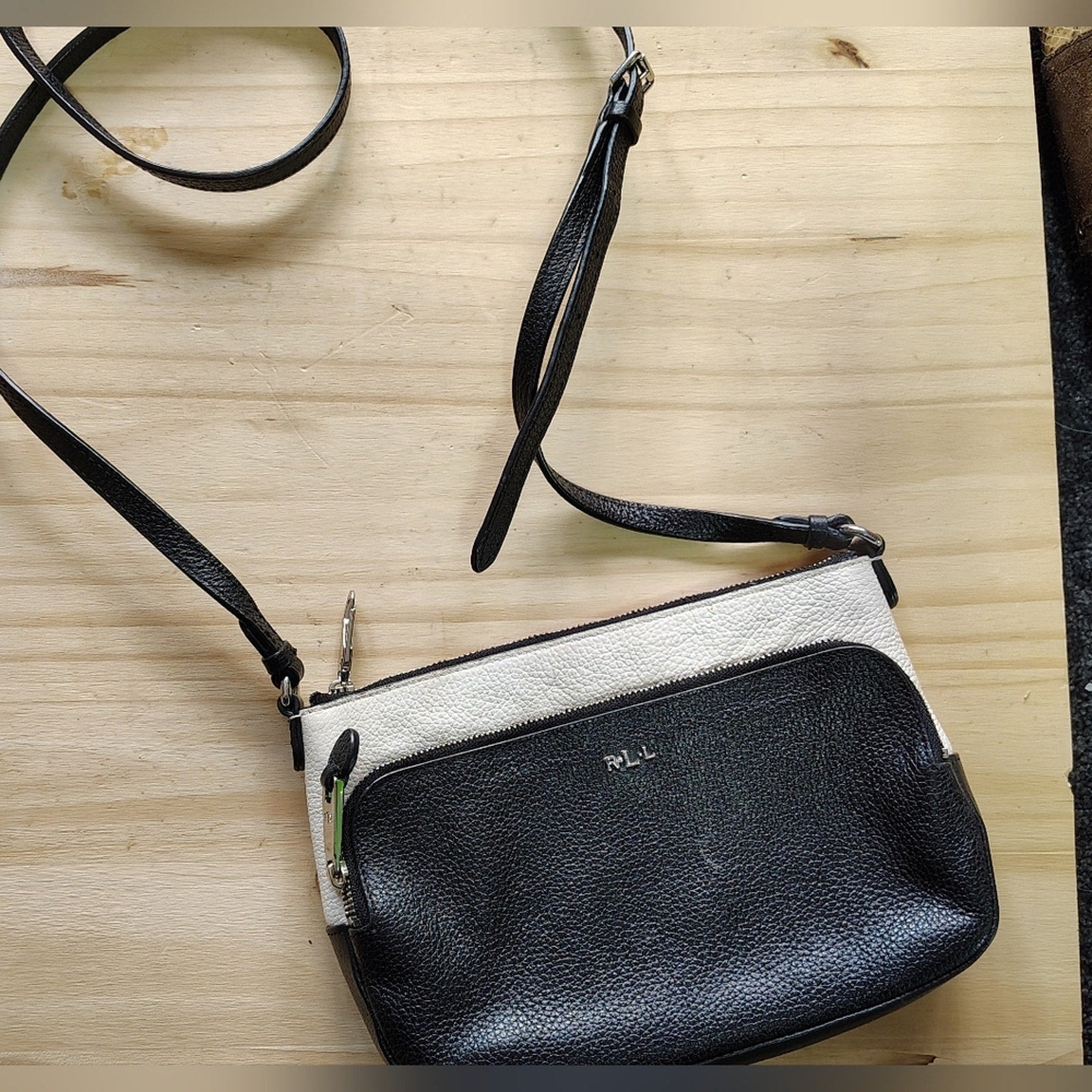 Lauren Ralph Lauren Black and Cream Crossbody Bag