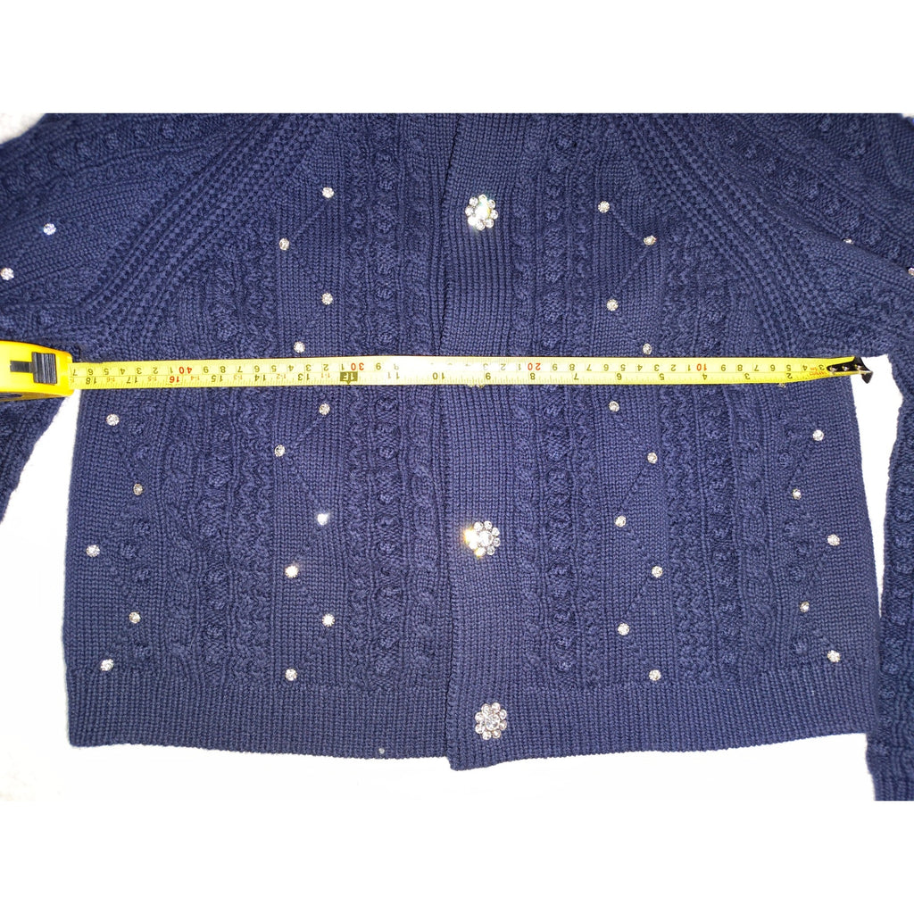 Kathie K Cableknit sweater with gorgeous rhinestone detailing!  Sz S