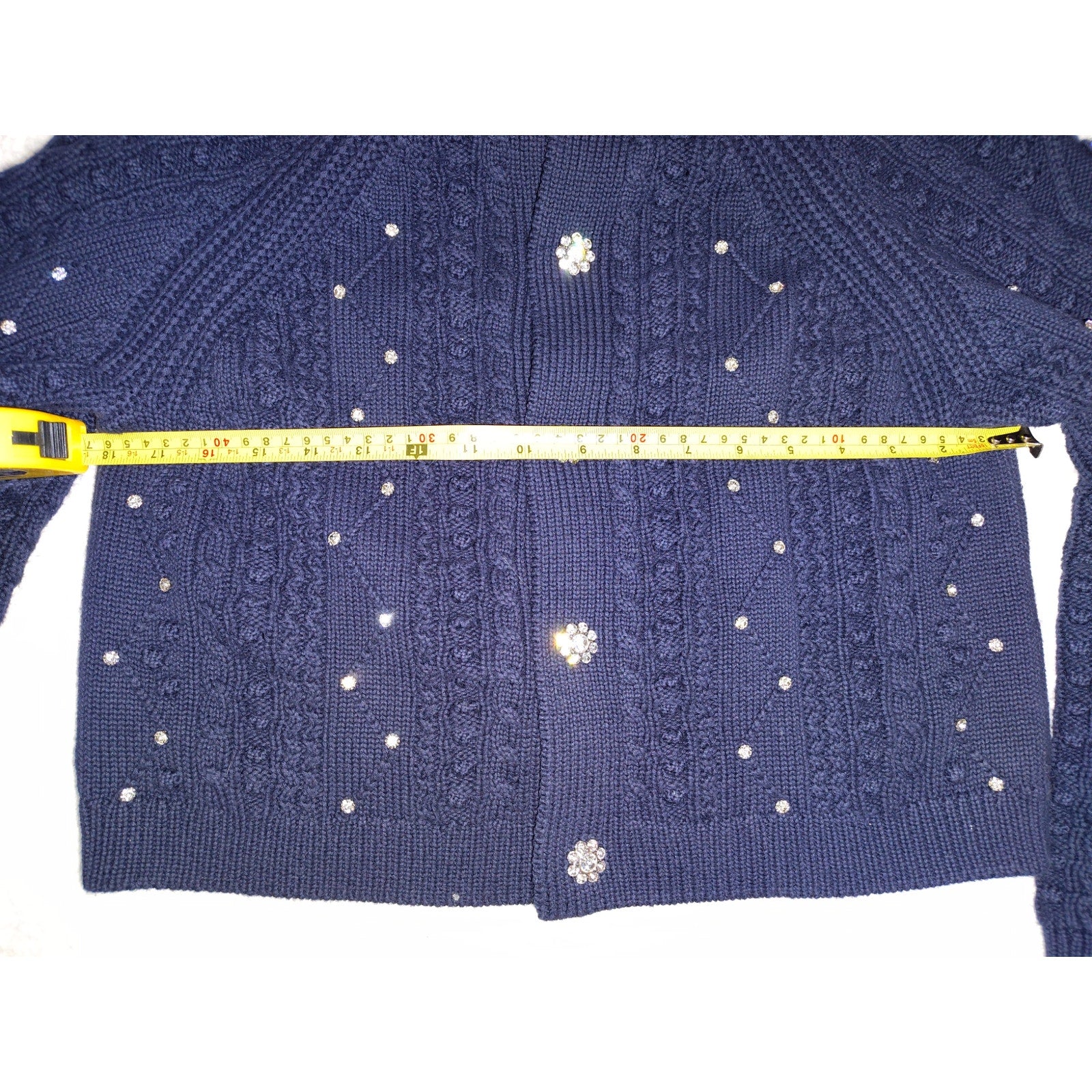 Kathie K Cableknit sweater with gorgeous rhinestone detailing!  Sz S