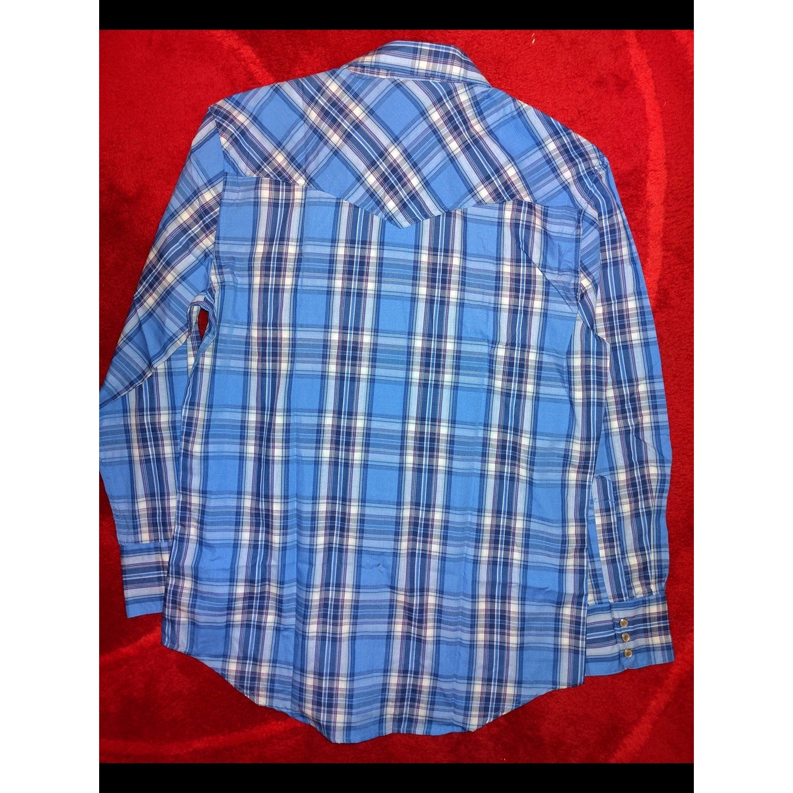 John Blair Blue Plaid Button-Down Shirt SZ M