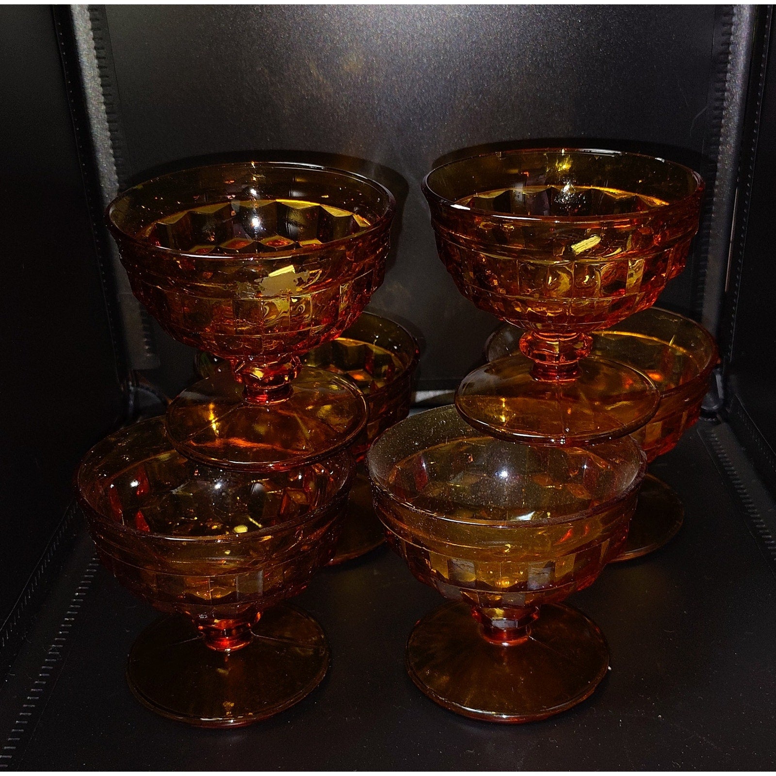 Vintage Amber Glass desert bowls 6