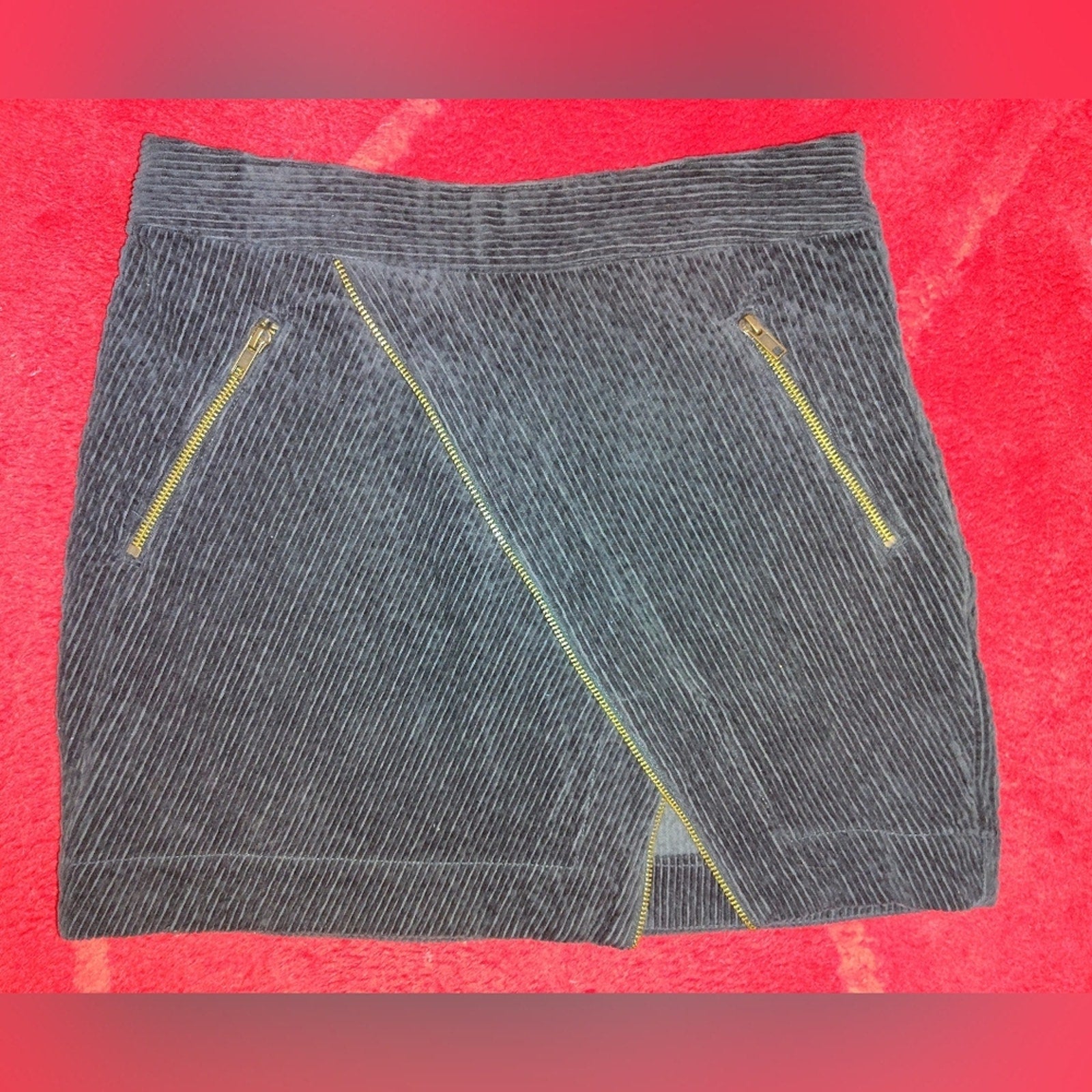 Urban Outfitters Slate Zipper Detail Corduroy Skirt Sz M
