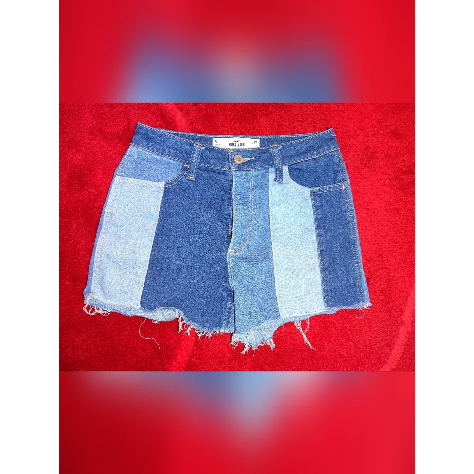 Hollister Women's Two-Tone Denim Patchwork Shorts - SZ 27