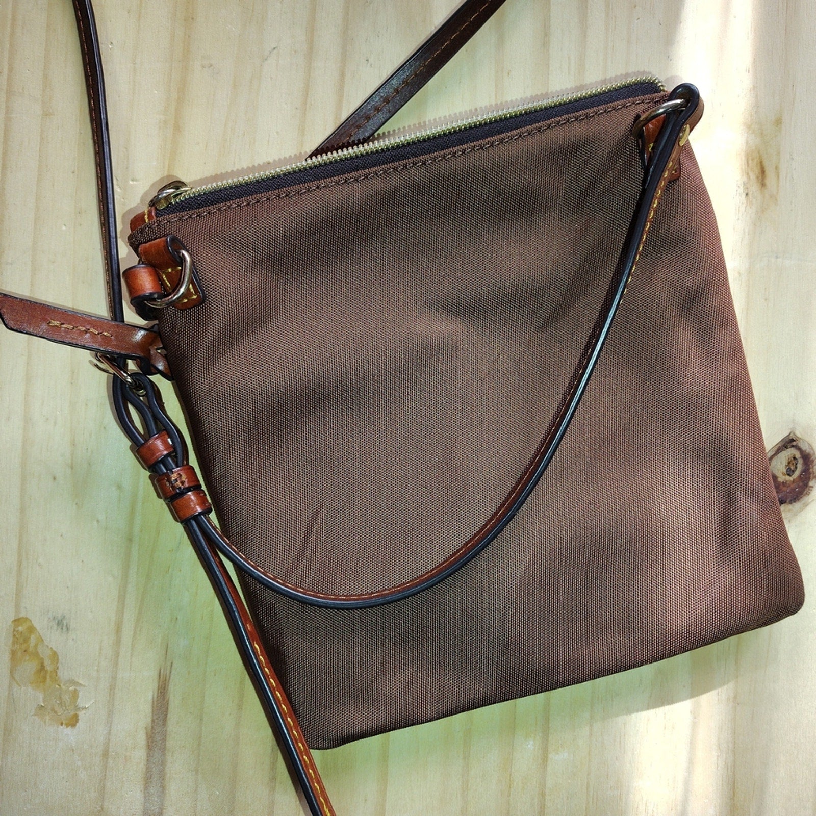 Dooney & Bourke Brown Crossbody Bag with Tan Accents