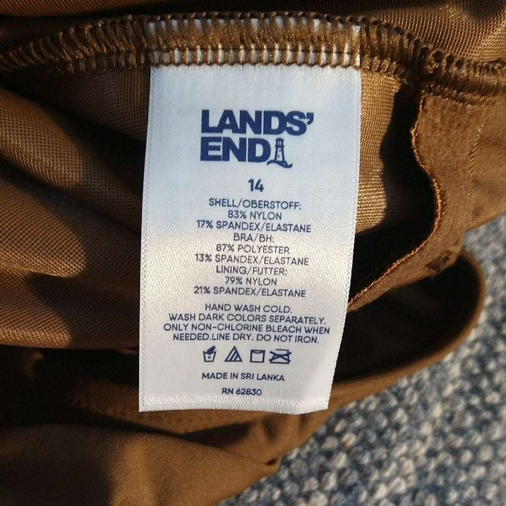 Lands' End Brown One-Piece Swimsuit SZ 14