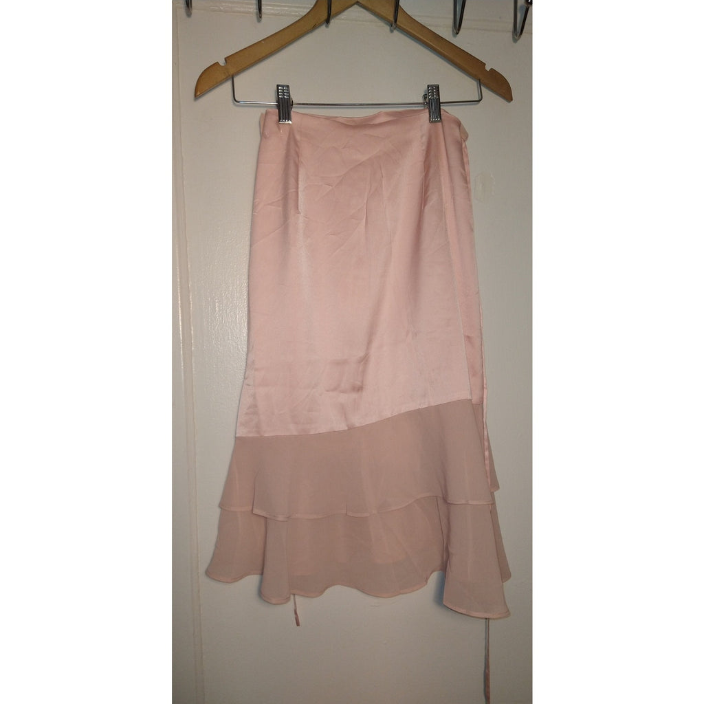 Miss Circle Pink satin & chiffon wrap skirt XXS
