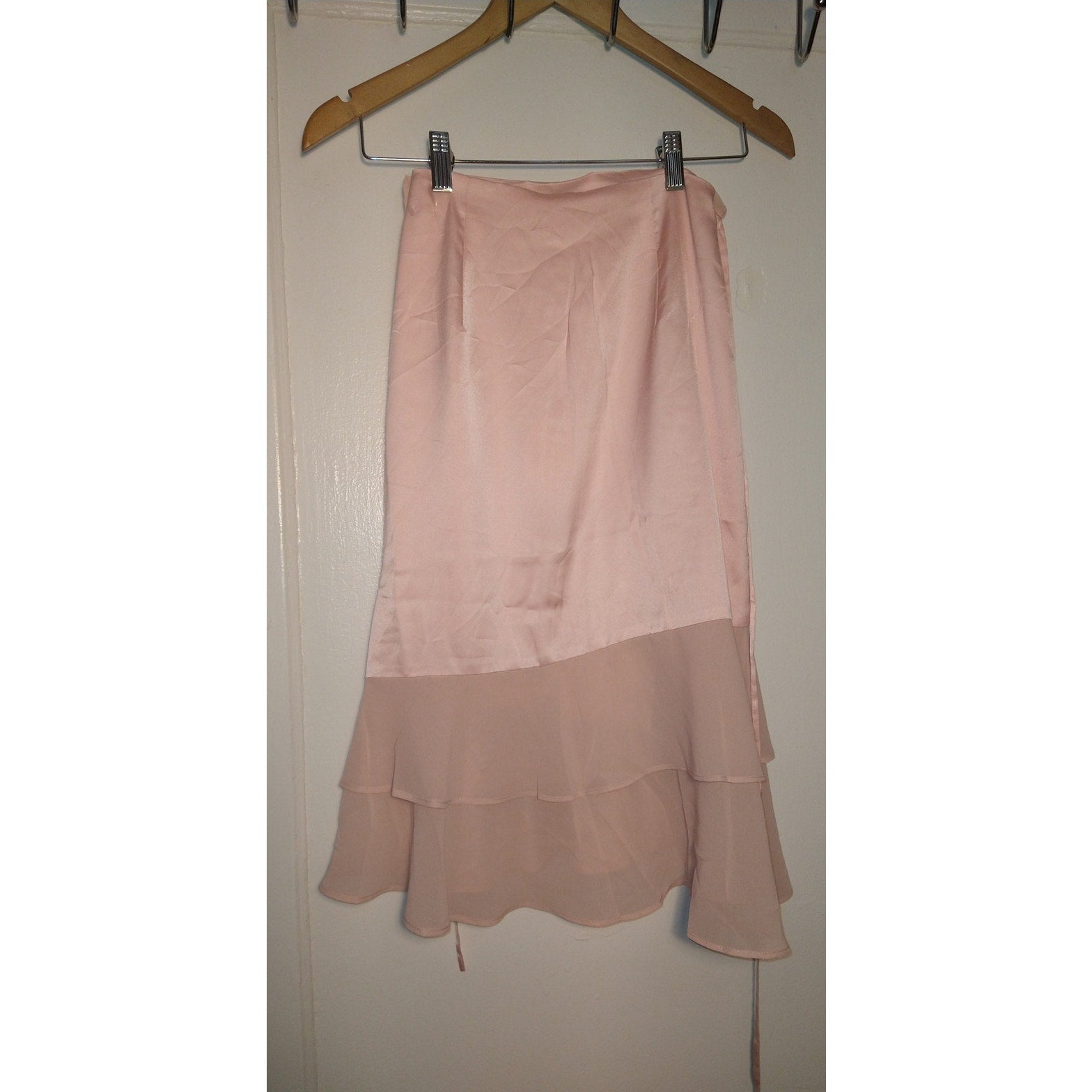Miss Circle Pink satin & chiffon wrap skirt XXS