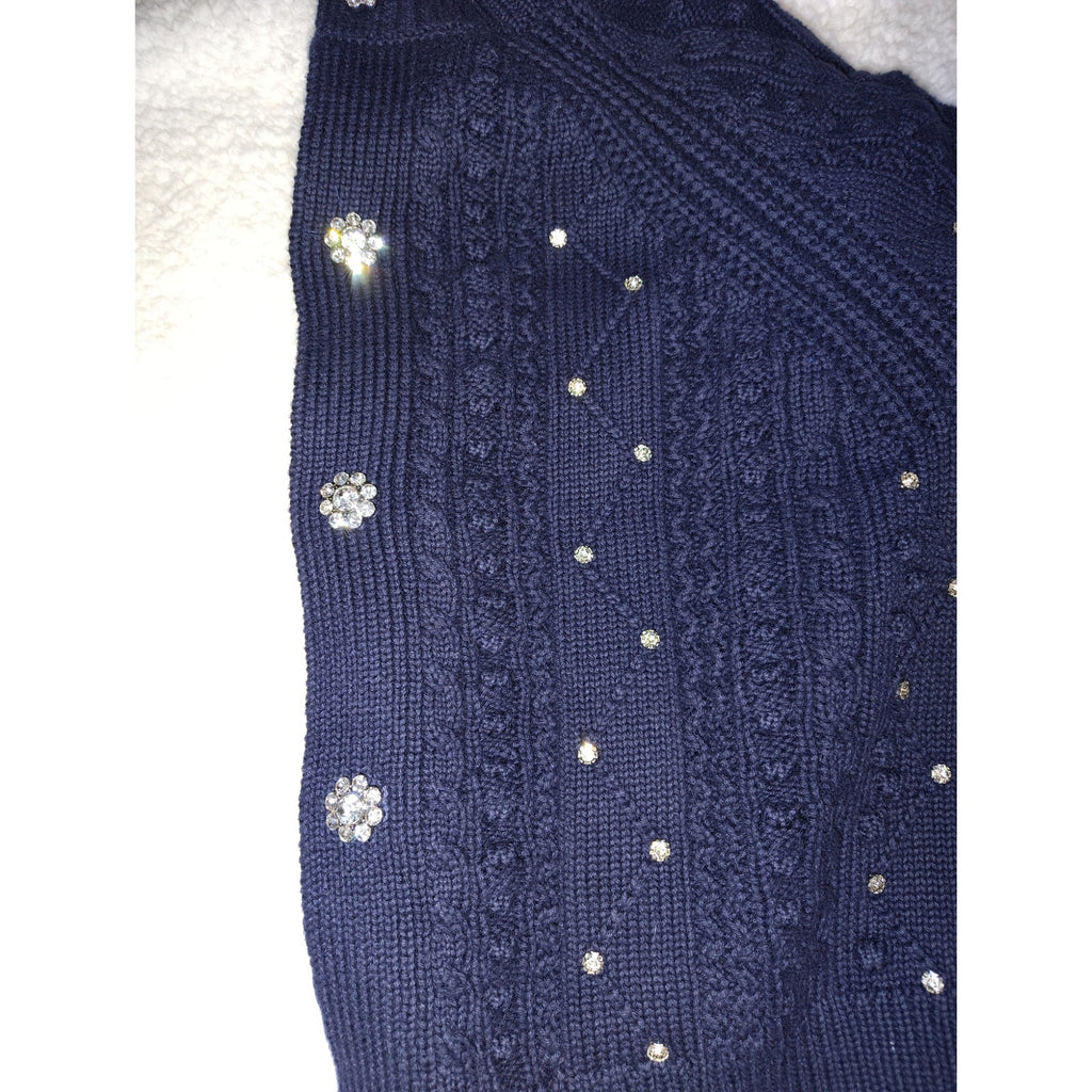 Kathie K Cableknit sweater with gorgeous rhinestone detailing!  Sz S
