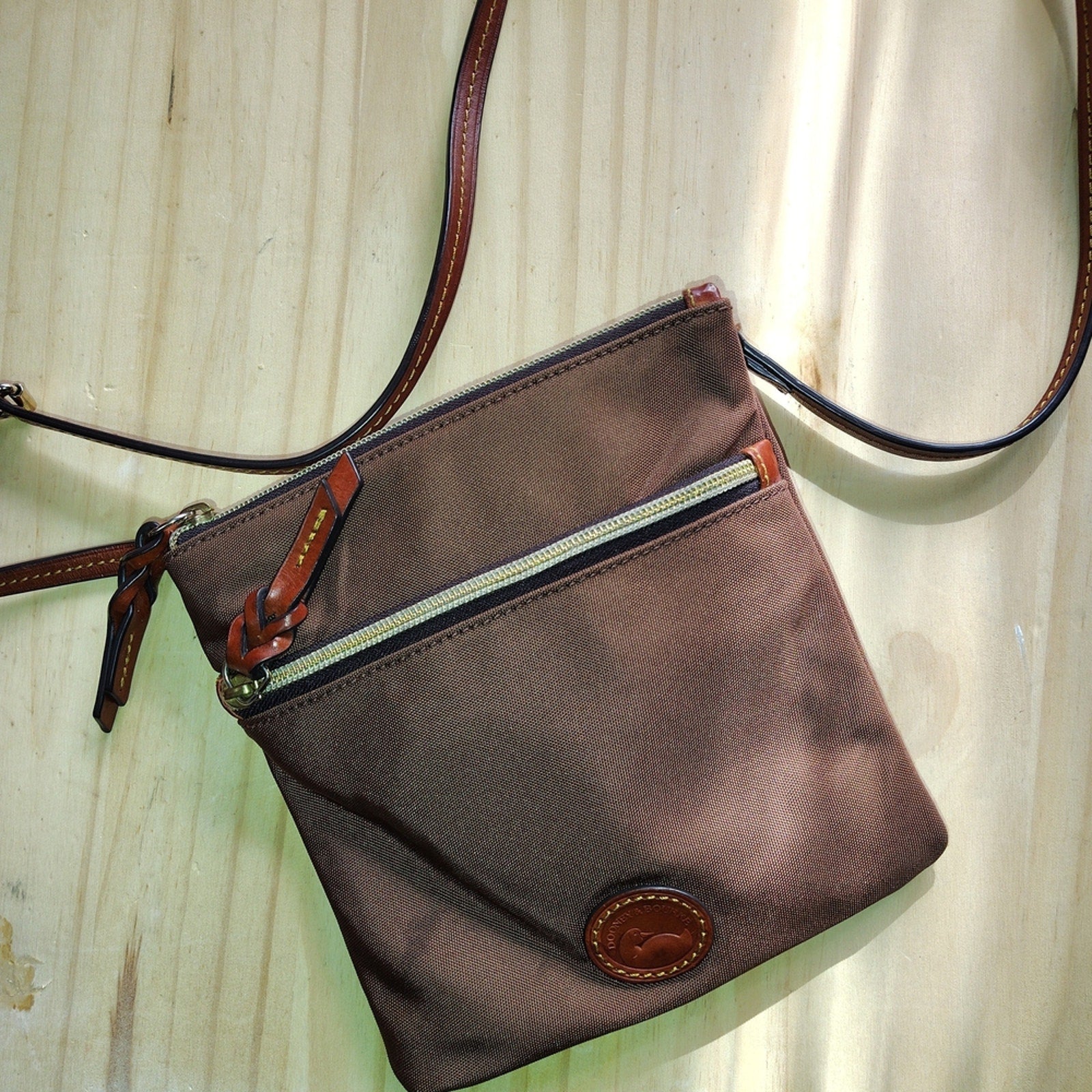 Dooney & Bourke Brown Crossbody Bag with Tan Accents