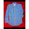 John Blair Blue Plaid Button-Down Shirt SZ M