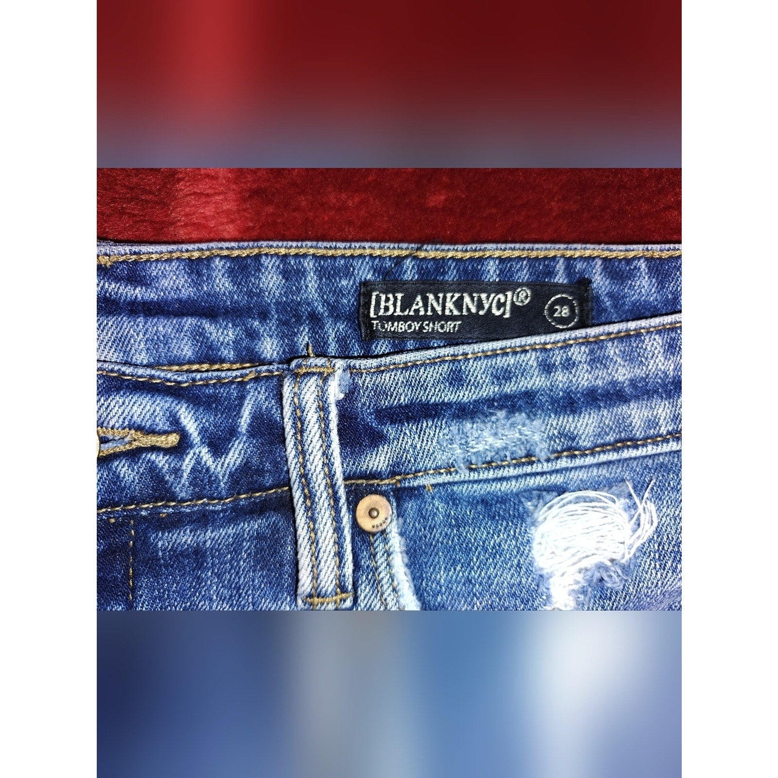 Blank NYC Tomboy Distressed Denim Shorts Sz 28