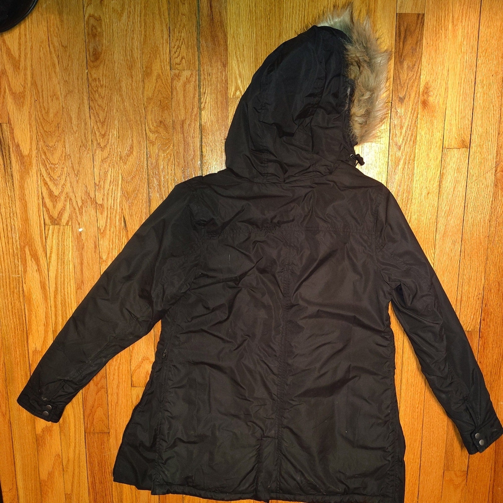 Motherhood Maternity Sz S The Snug Coat w/ Faux Fur Hood