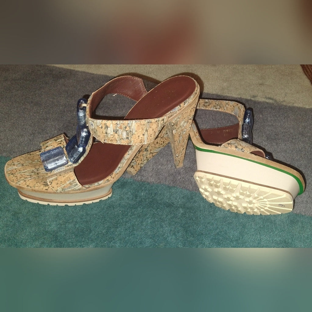 Donald Pliner New Ivree jeweled cork heels sz 9