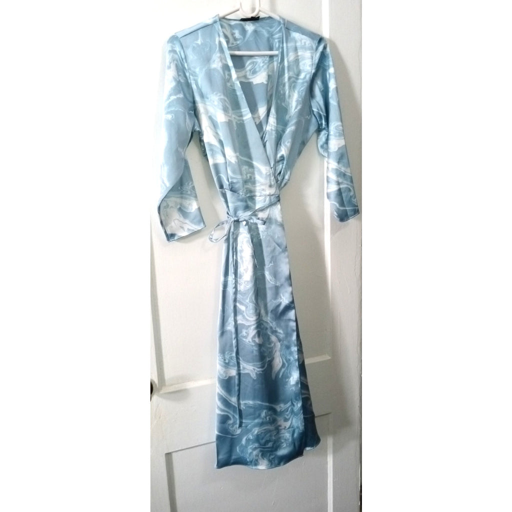 INC Blue satin Sz 8 wrap dress