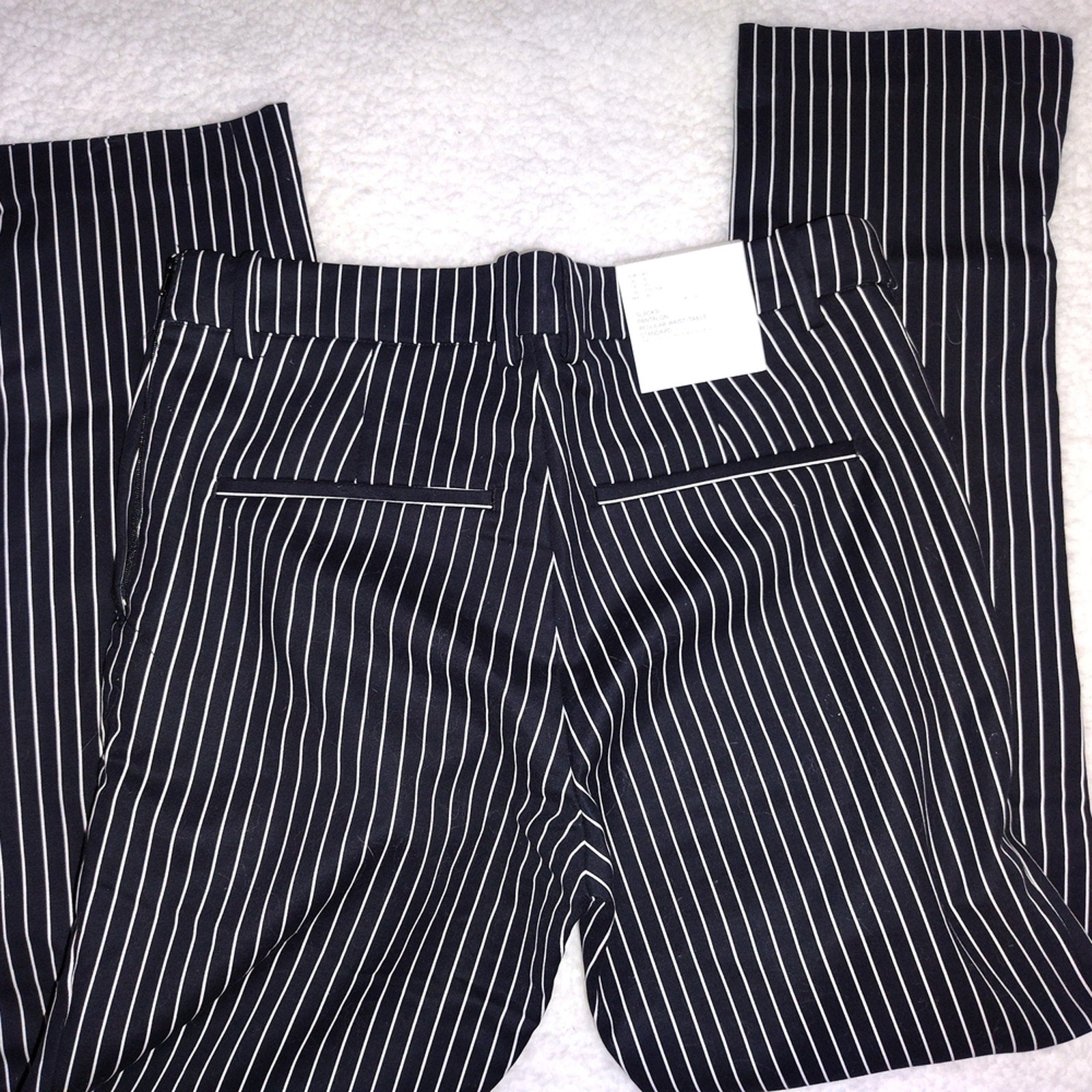 H&M Black and White Striped Dress Pants Sz 10