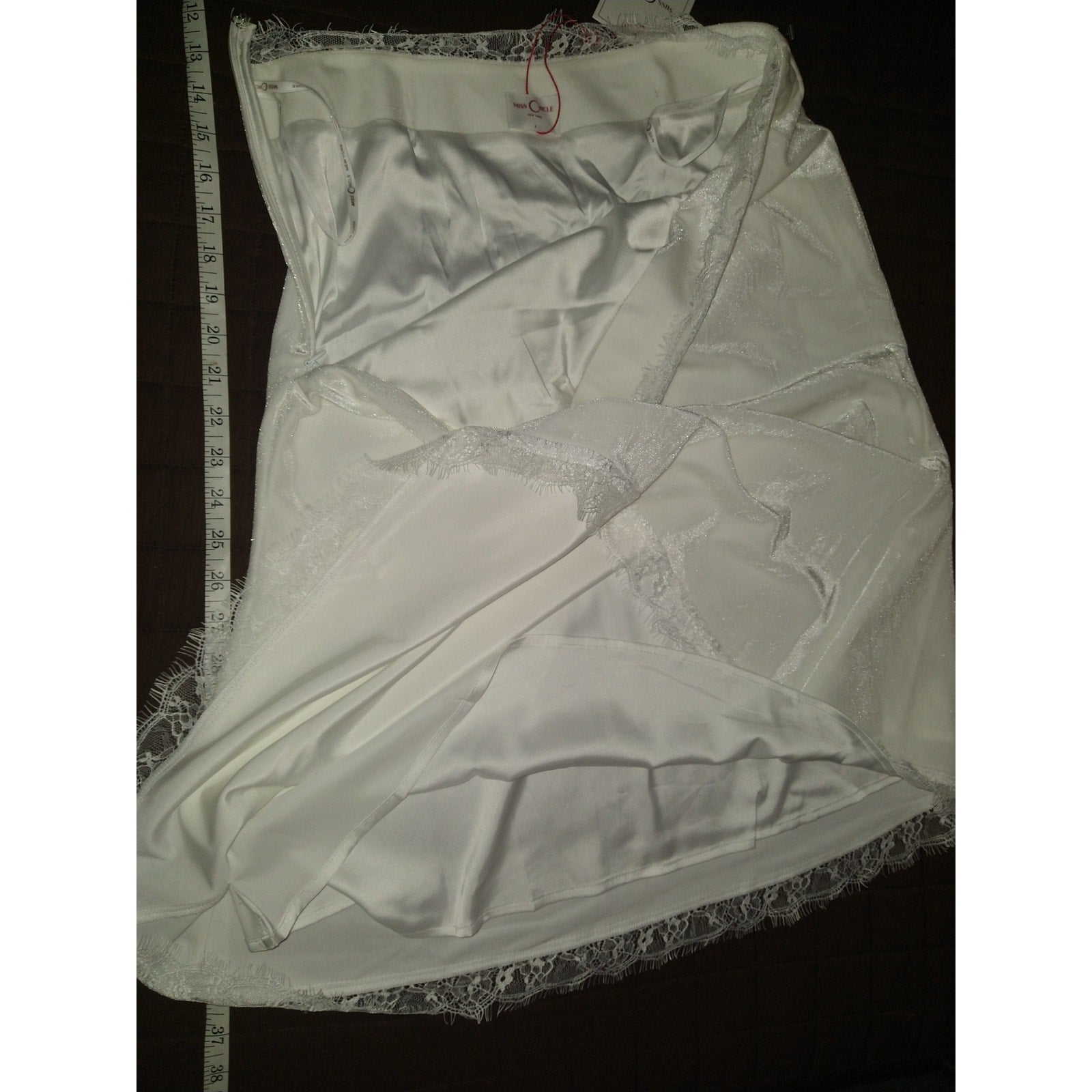 NWT Miss Circle White Velour & Lace Skirt Sz S