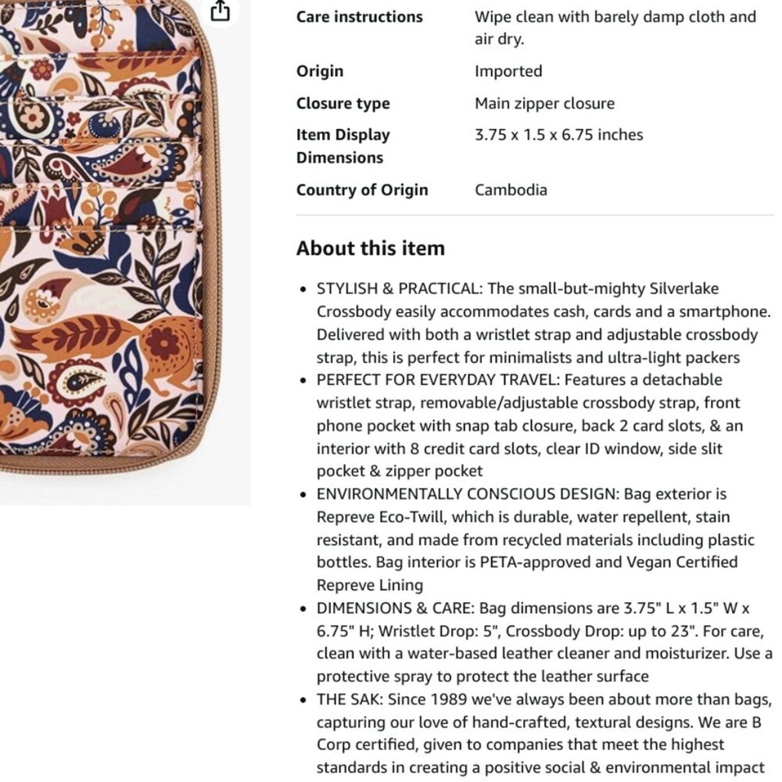 Sakroots B&W Small Cell Phone Crossbody wallet