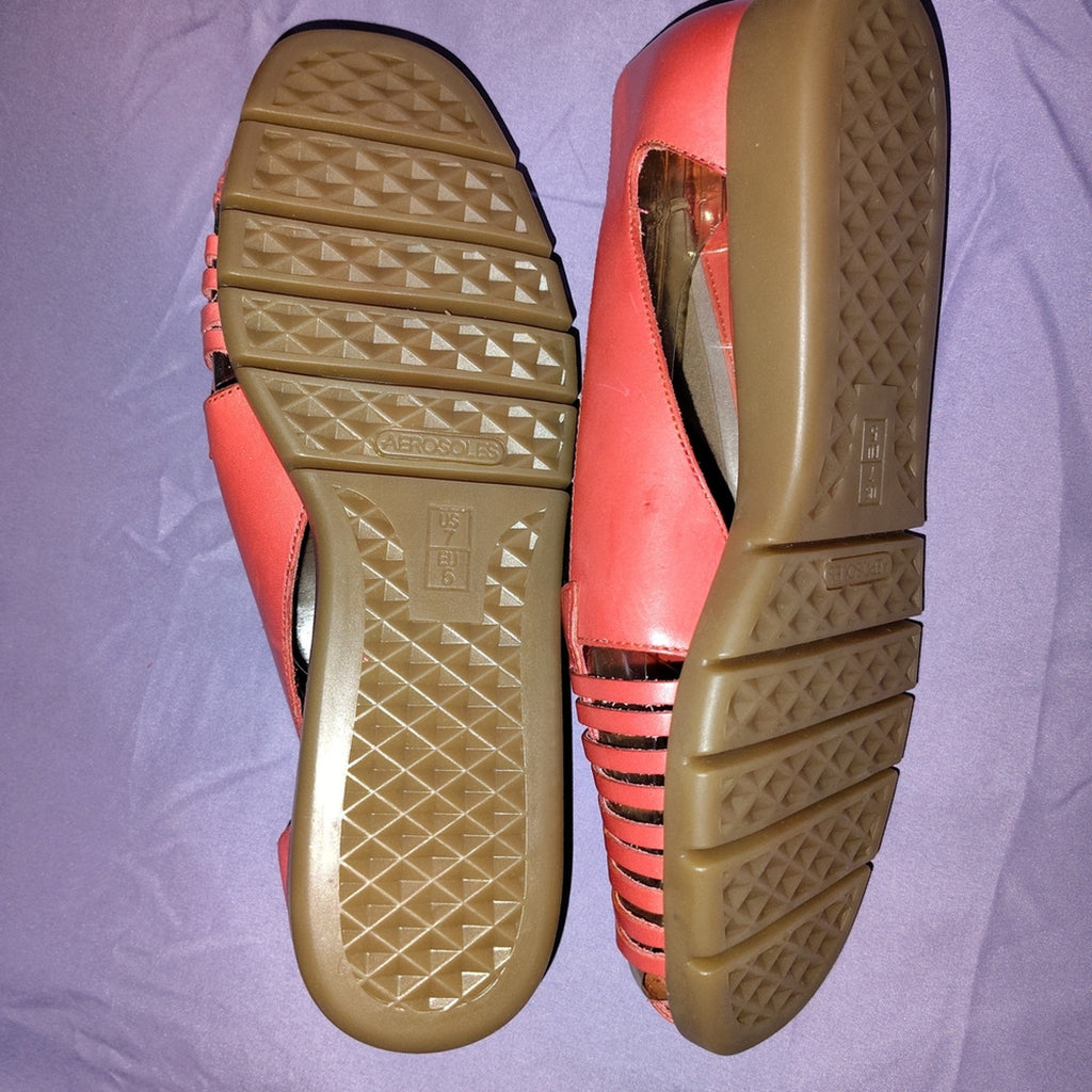 AEROSOLES Red Woven Leather Flats 7W