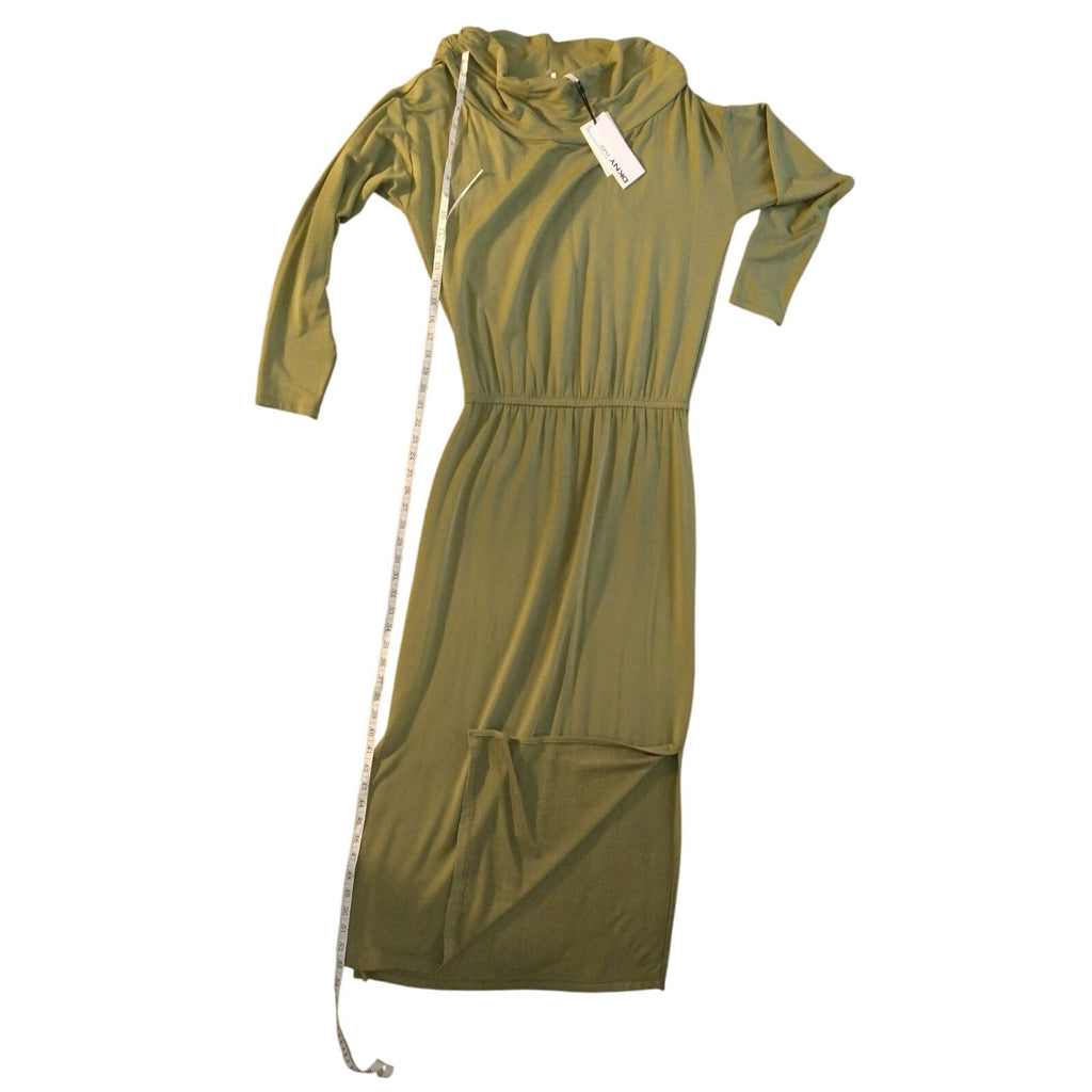 DKNY PUR cowl neck Midi Green Dress SZ M