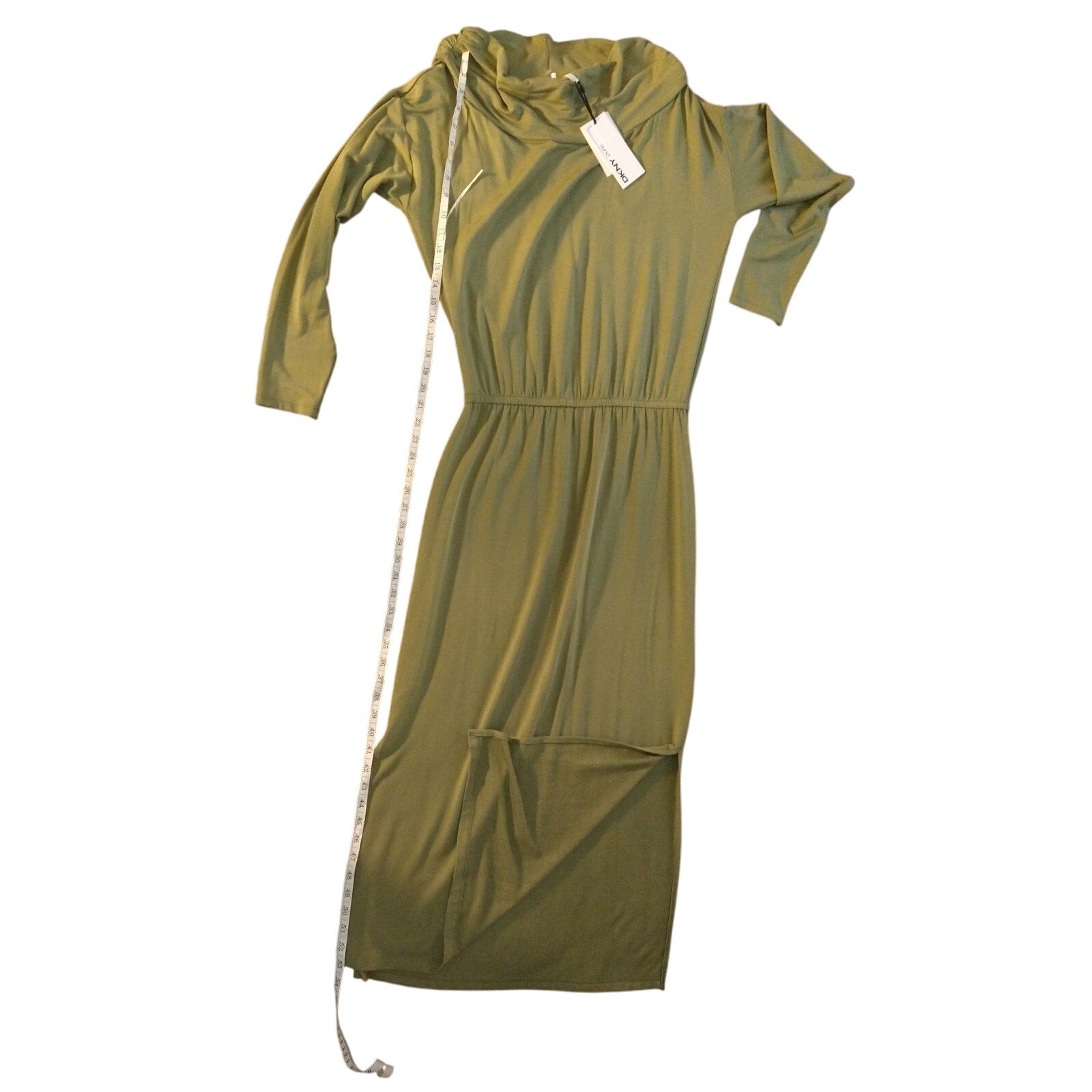 DKNY PUR cowl neck Midi Green Dress SZ M