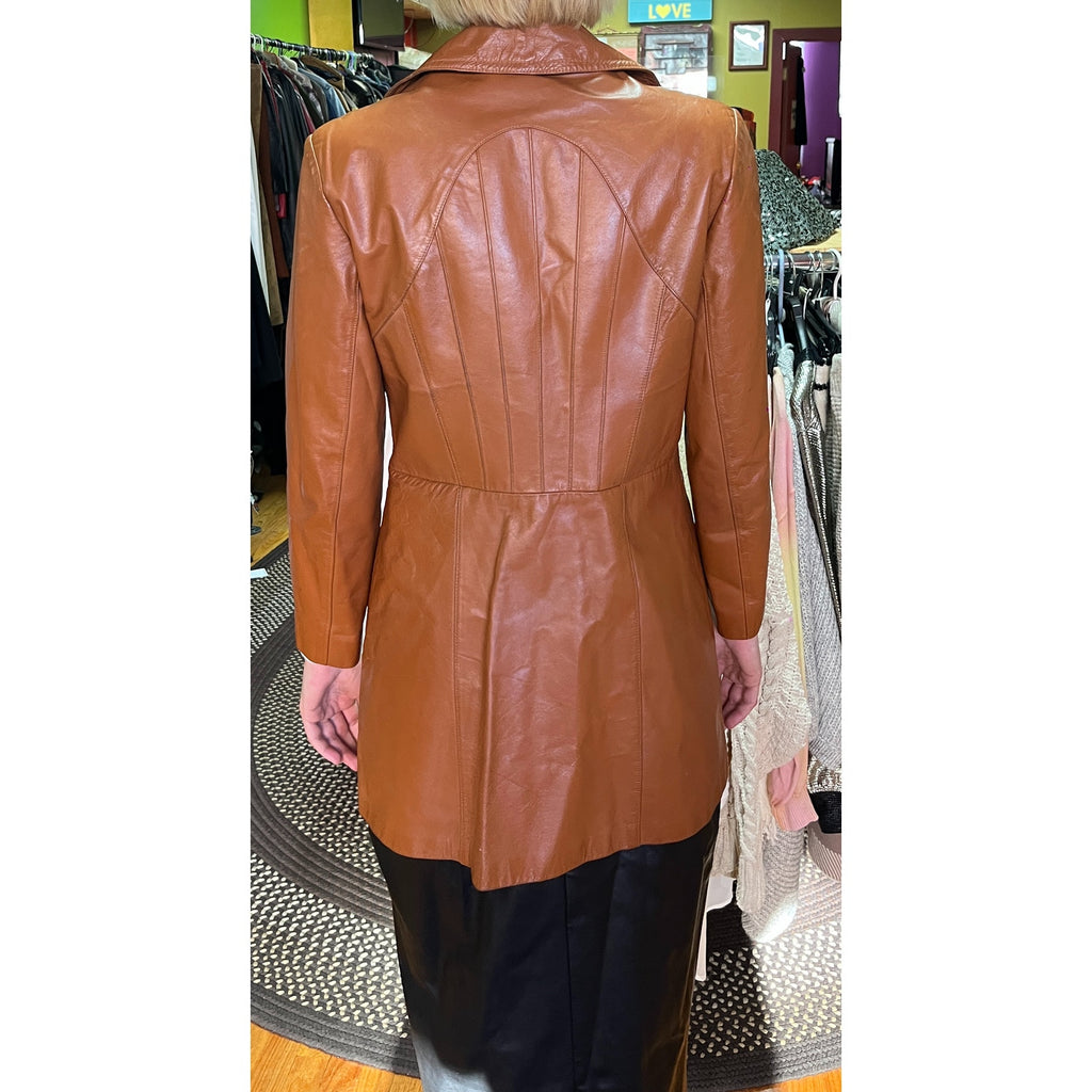 1970's Tan Camel leather Jacket w/ lining
