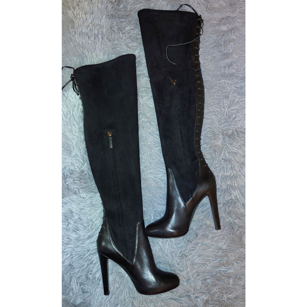 Nine West leather & suede thigh high boots sz 7