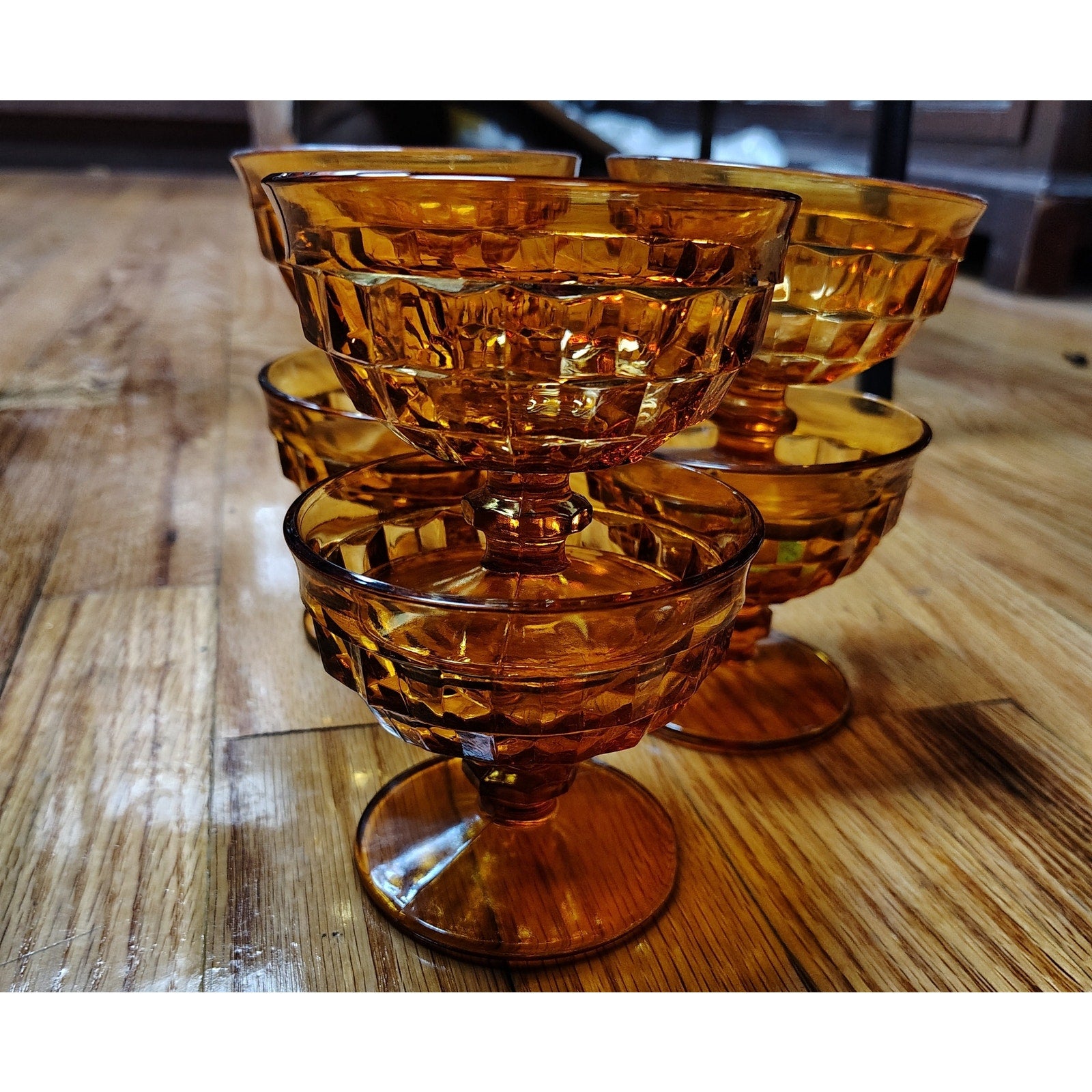 Vintage Amber Glass desert bowls 6