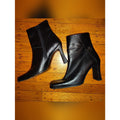 Mango Black Leather Square-Toe Ankle Booties Sz 39