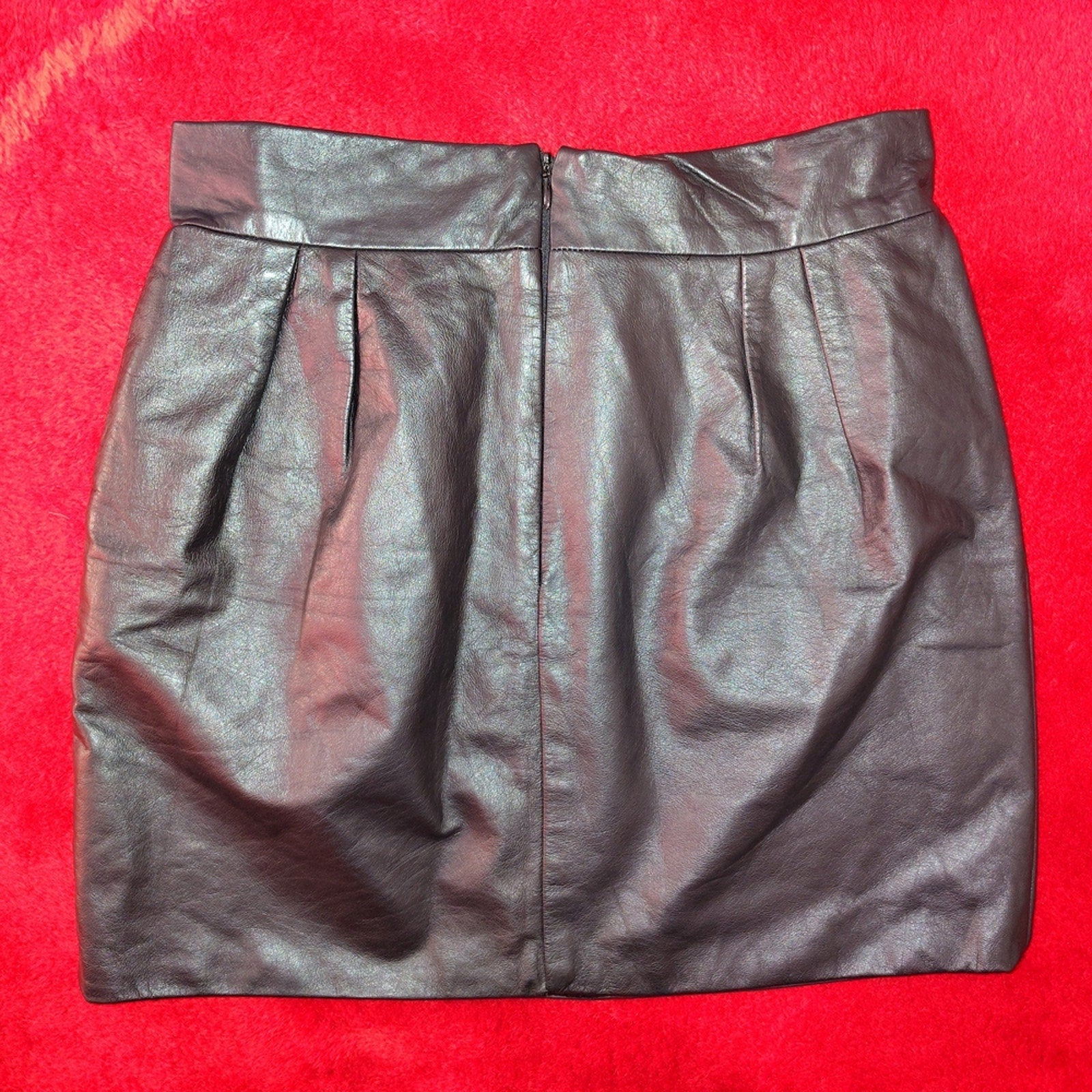 Classic Black Leather Mini Skirt Sz 6