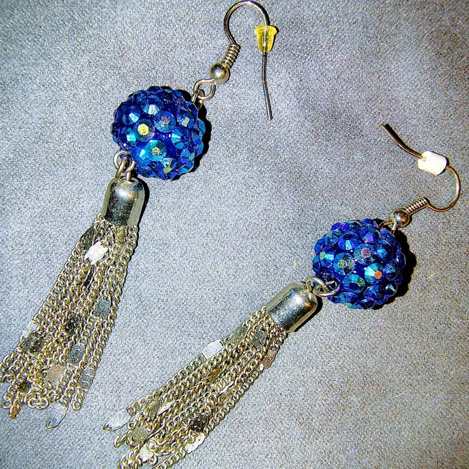 Blue and Silver Dangle Earrings
