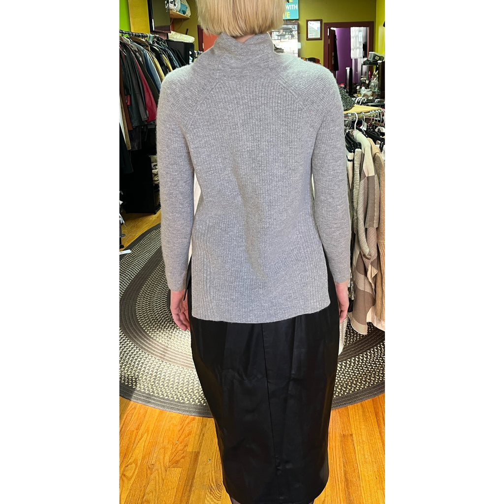 Vince, Wool/Cashmere cowl neck sweater with side zippers Gray Sz S