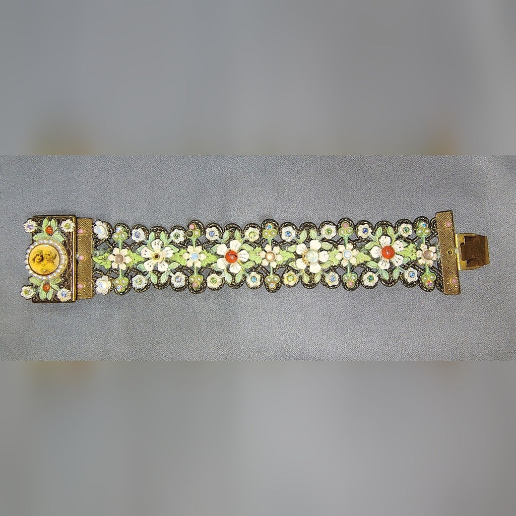 Vintage Michael Negrin Floral Enamel Bracelet