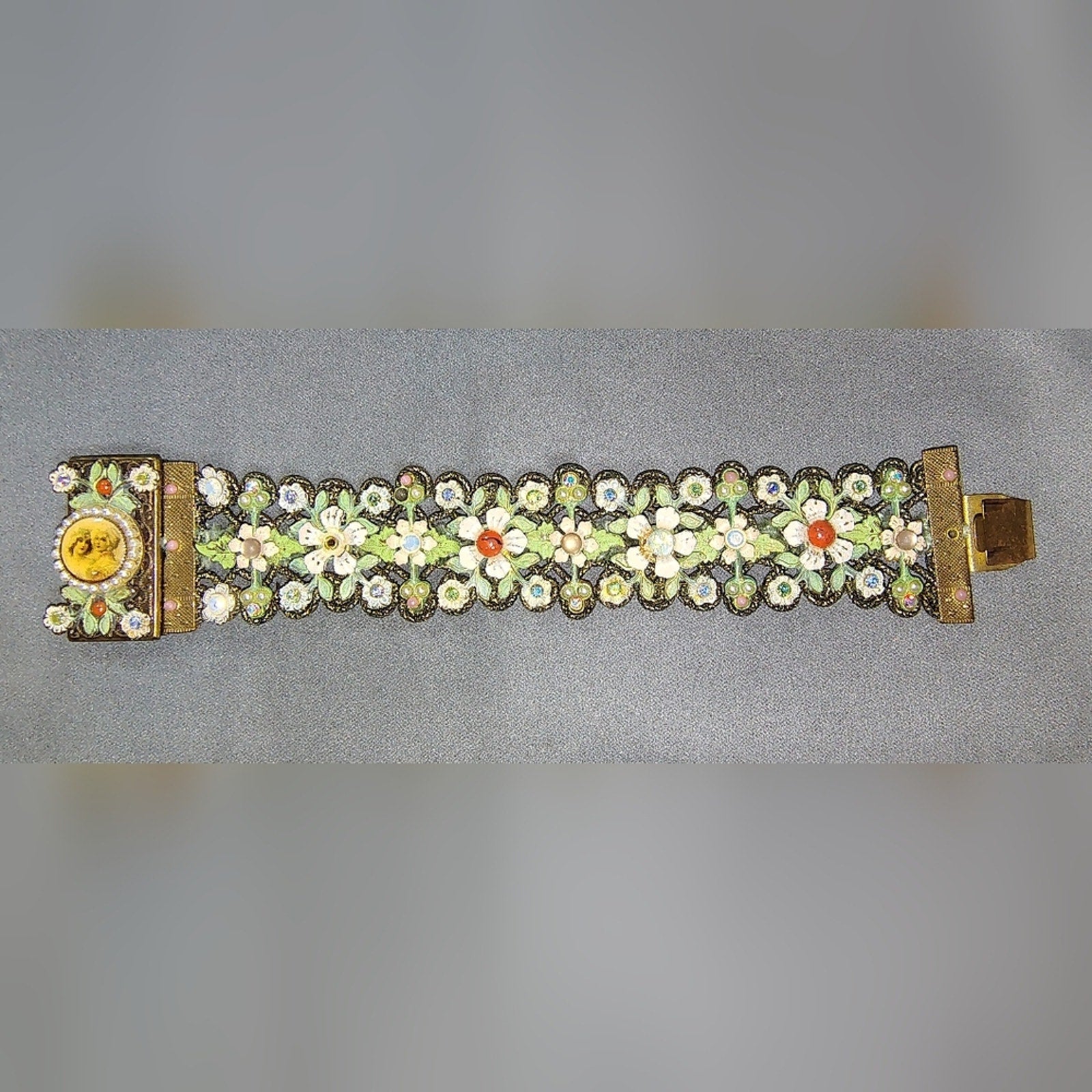 Vintage Michael Negrin Floral Enamel Bracelet