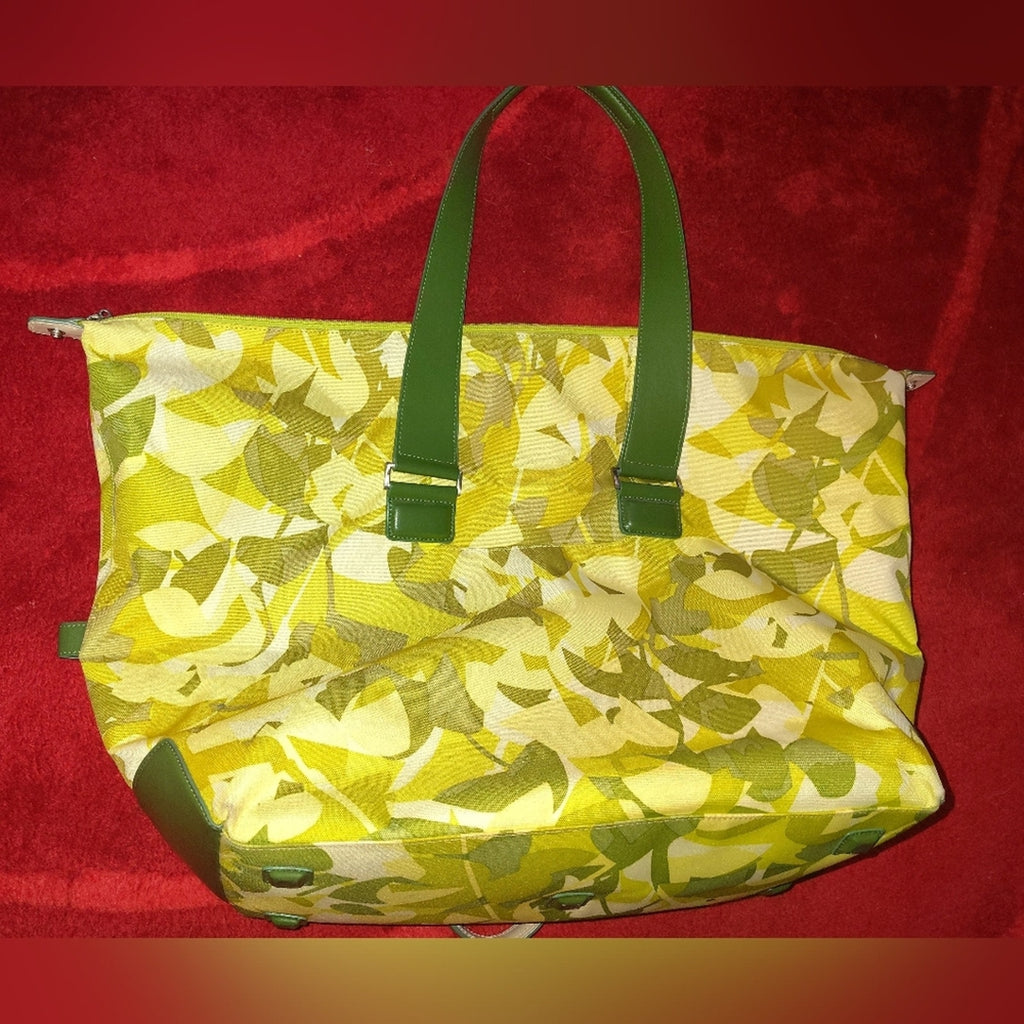 Tumi Nylon & Leather Leaf Print Weekend Duffle
