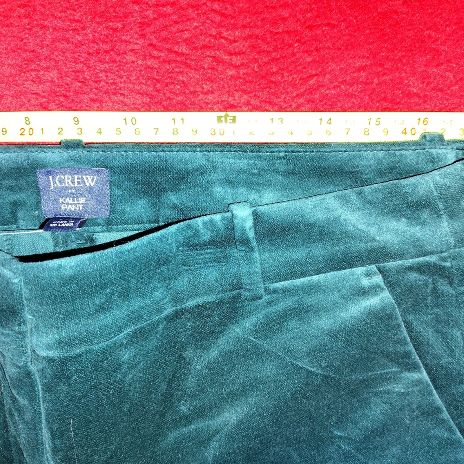 J. Crew Lush Green Velour Straight Leg Pants Sz 14 NWT