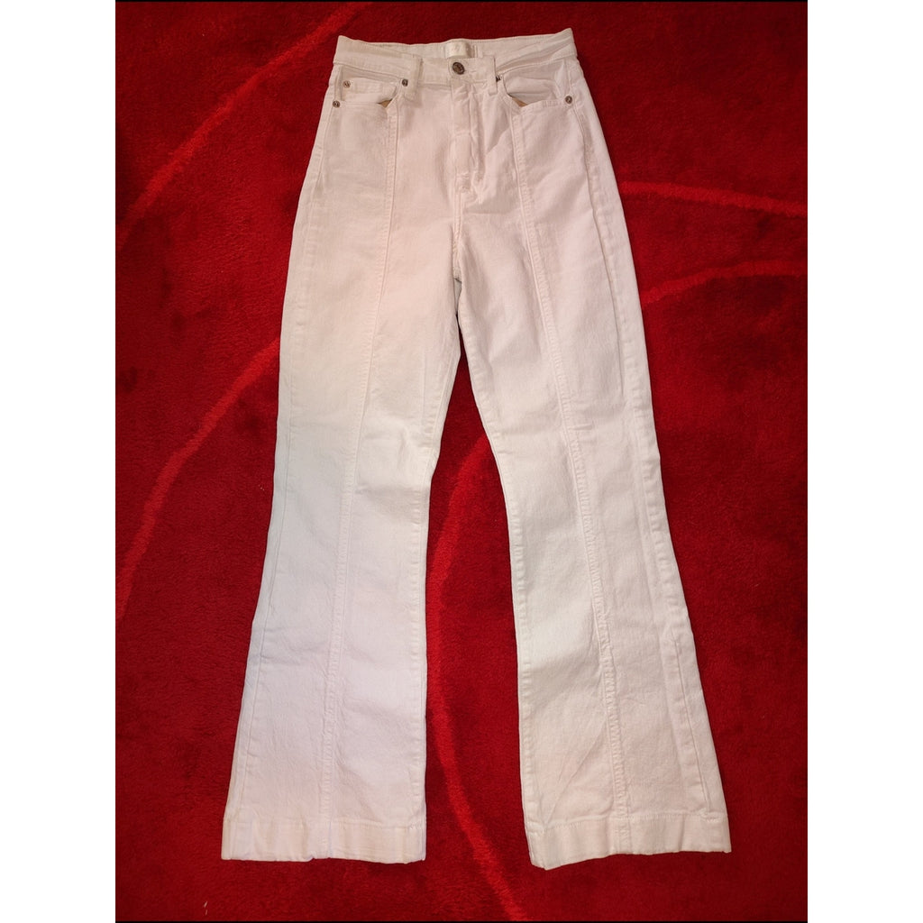 Seven7 Ultra High-Rise Dojo White Flare Jeans SZ 25