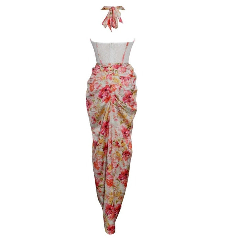 Miss Circle Zarina Floral Lace Corset Satin Dress Sz M NWT