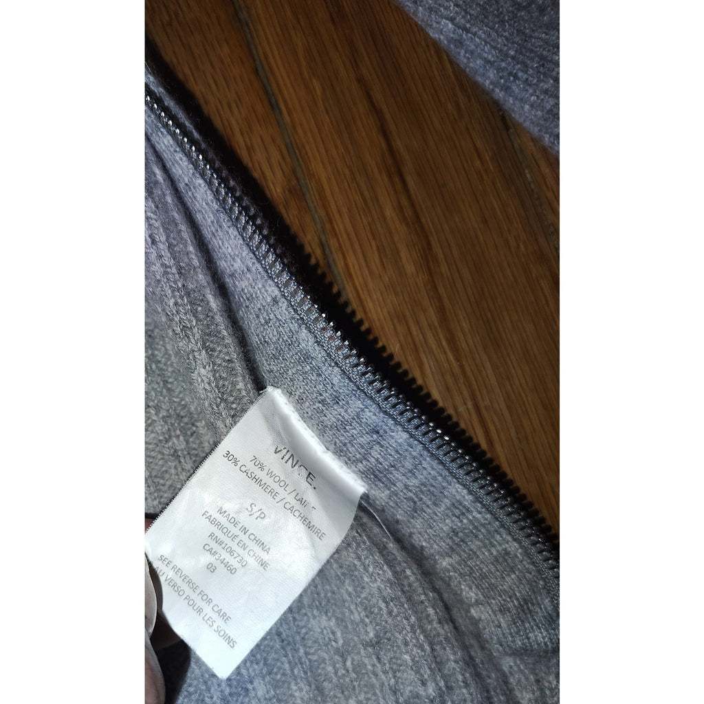 Vince, Wool/Cashmere cowl neck sweater with side zippers Gray Sz S